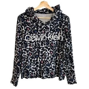 Lrg Calvin Klein Animal Print Hooded Soft! Top 38% modal